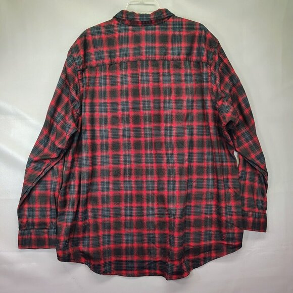 George Men’s 3XL Red & Black Plaid Flannel Button-Up Shirt – Big & Tall - Picture 2 of 7